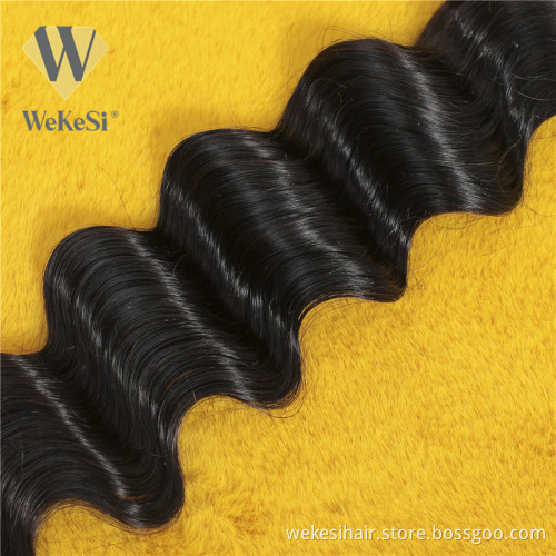 wekesi hair cuticle aligned intact virgin raw human hair loose deep wave with closure 4 bundles,brazilian human hair extensions